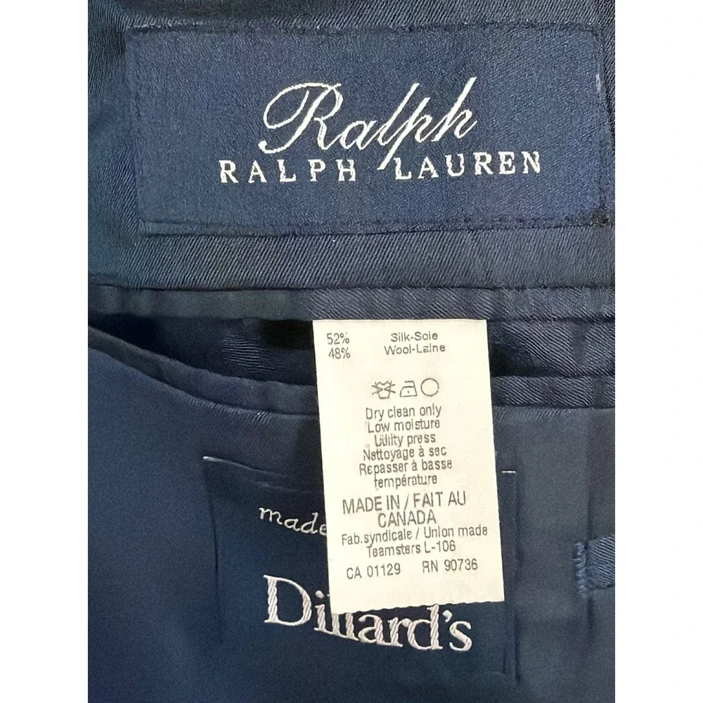 Vtg Ralph Lauren Mens Silk Wool Blue Gray Glen Plaid Blazer Sport Coat Canada